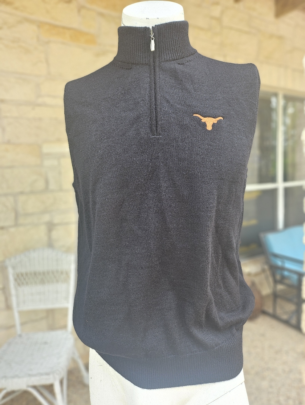 Forty Acres Texas Longhorns Chitown Black 100% Royal Alpaca Wool Vest L